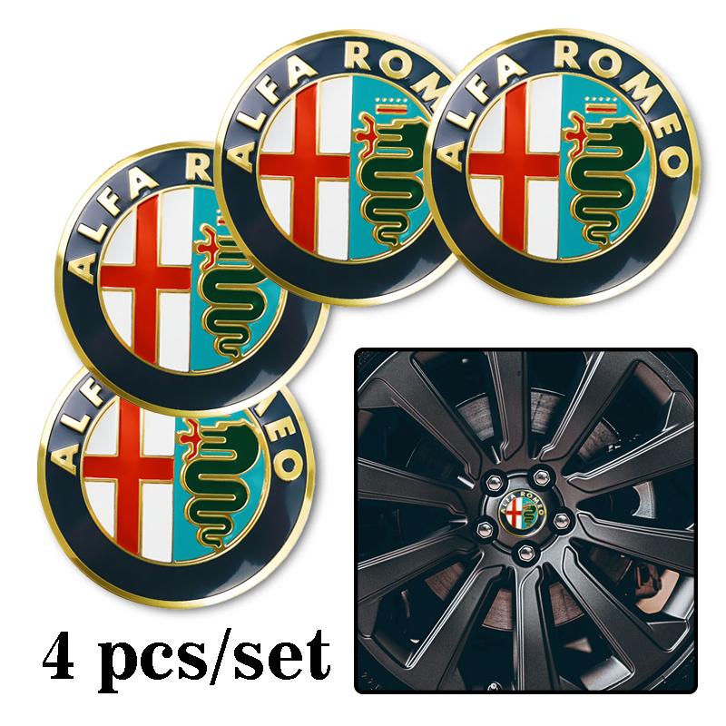 4Pcs Car Emblem Wheel Hub Center Cap Sticker Rim Badge Cover For Alfa Romeo GT 147 159 166 156 Giulietta Mito 8C Stelvio VolanteNO0