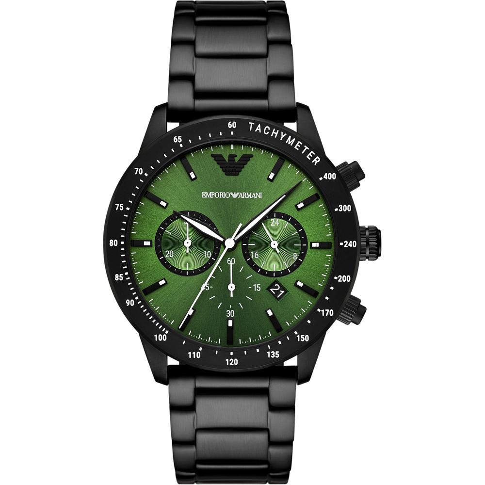 Emporio Armani Mario Green Black Metal Men s Quartz Chronograph Watch AR11472 зелёный