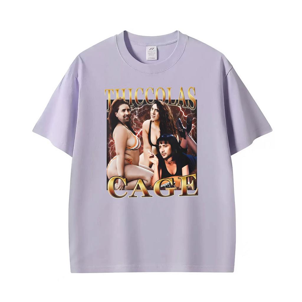 Vintage Thiccolas Cage Funny Meme Graphic T Shirt Unisex Unisex Harajuku Oversized Humor Tshirts Cotton Casual Short Sleeve Tshirt
