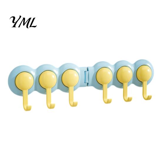 Room Organization Hangers Punch-Free Wall Hook Rack, Self Adhesive Multi-Hook Organizer, Waterproof Entryway Coat Hooks 180 Degree Rotating