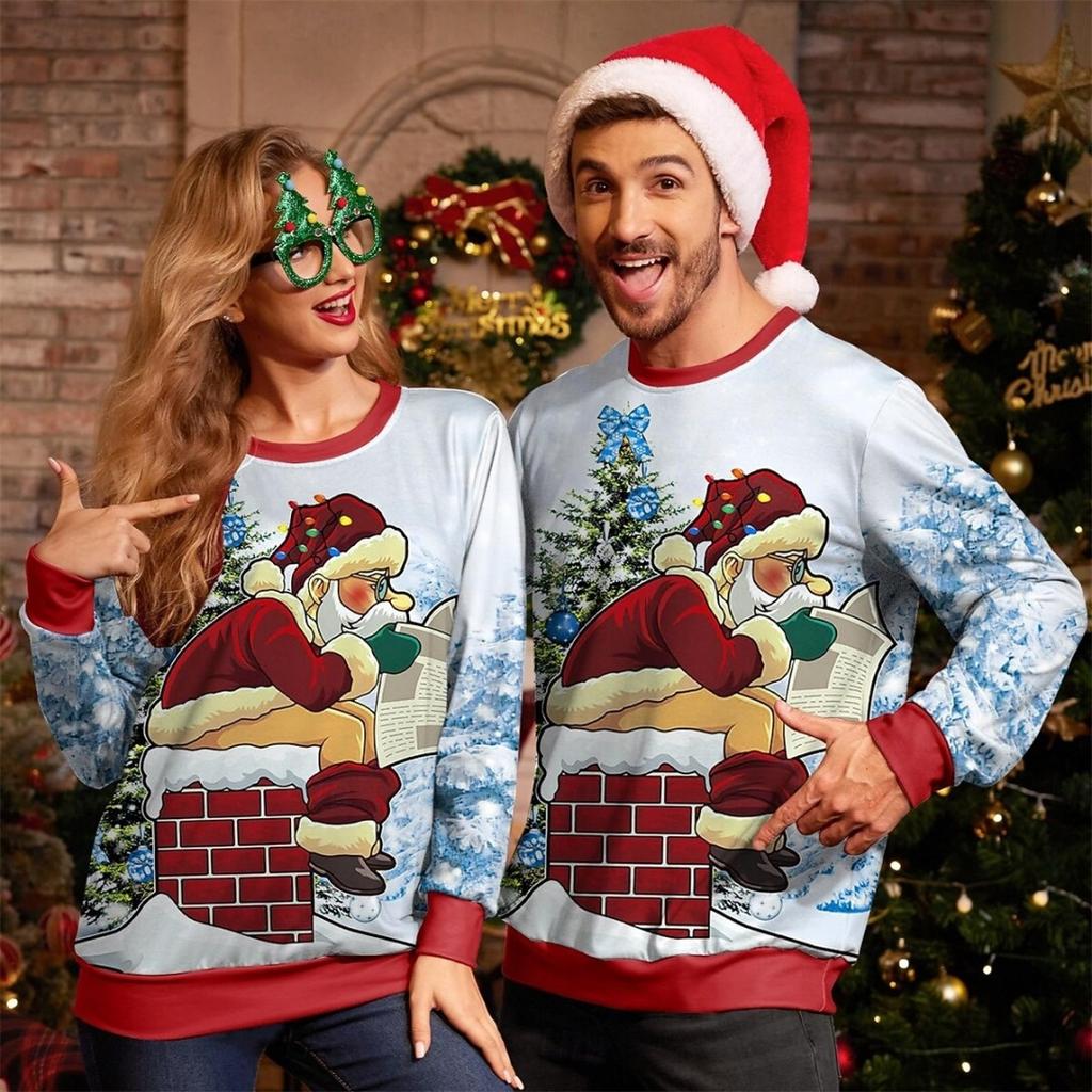 Fashion Men Women's T-shirt Christmas Funny Print O-Neck Pullover Top Casual Sweatshirt Kids Tees Top Clothing