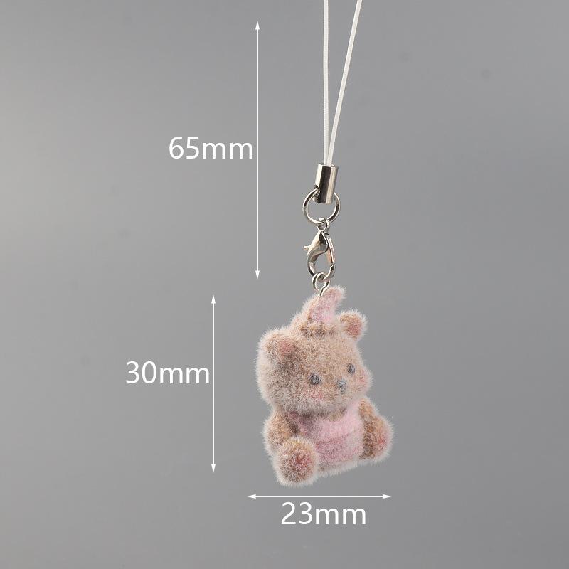 3D Beflockte Tieranhänger Handy-Schlüsselanhänger Lanyard Hängender Charme Taschenanhänger Paar-Schlüsselanhänger