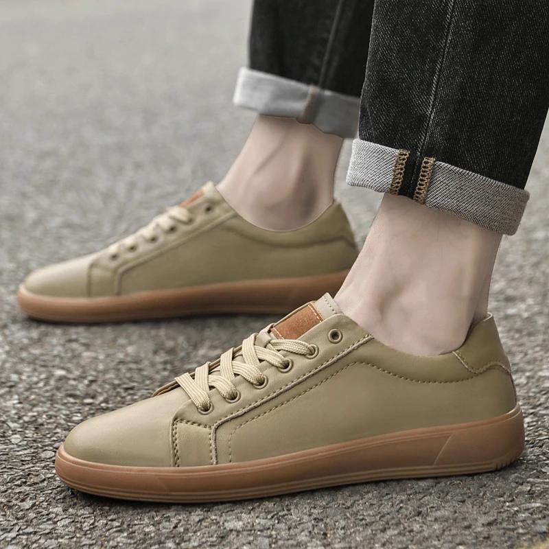 Mode 2025 Neue Herren Echtleder Casual Vulkanisierte Schuhe Klassische Flache Designer Skateboard Schuhe Jugendmode Outdoor Oxford Schuhe