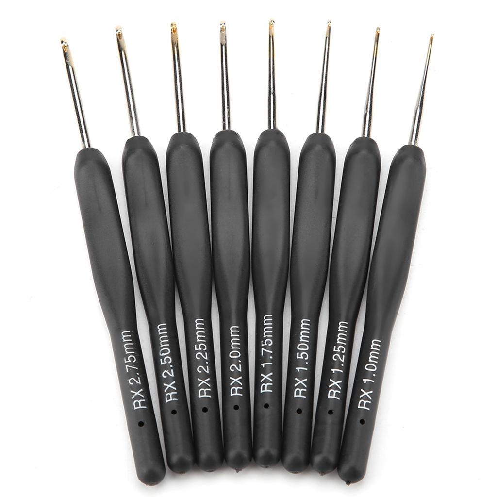 Black Soft Handle Crochet Hooks Aluminum Hook Set Knitting Weave DIY Craft Needles Small Size
