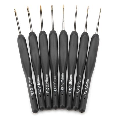 Schwarzer Weichgriff Häkelnadeln Aluminium Haken Set Stricken Weben DIY Basteln Nadeln Kleine Größe