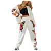 Fashion Keep Warm Winter Womens Printed Long Sleeve Tops+Long Pants 2 Piece Set