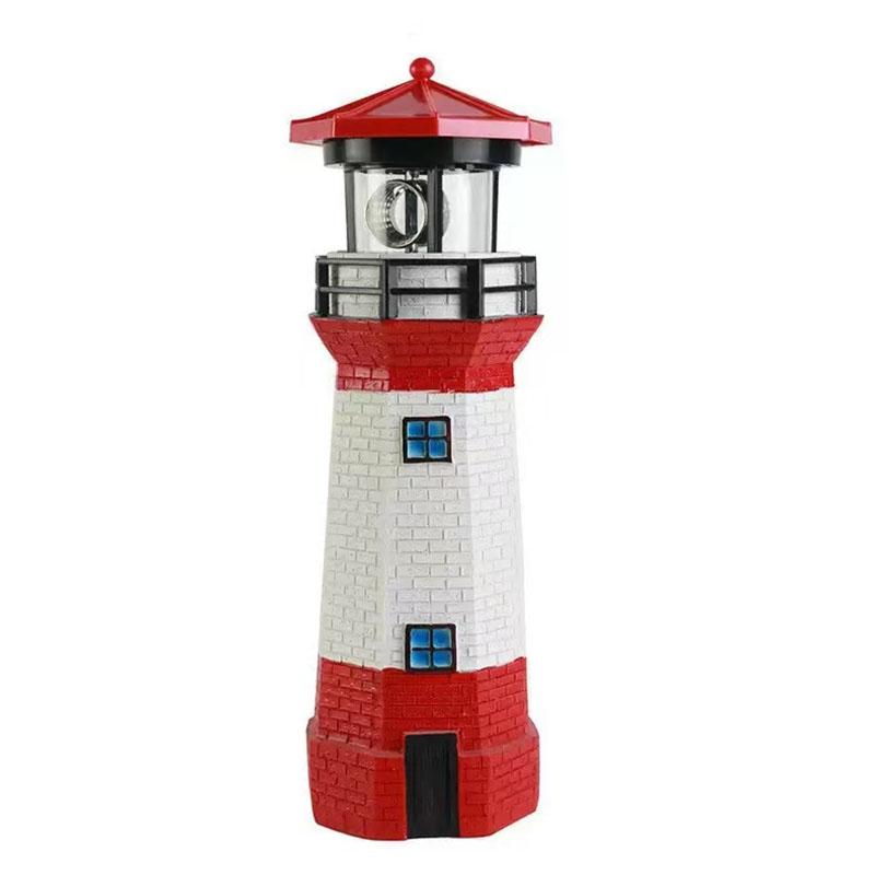 Lighthouse Shape Solar LED Light Garden Fence Yard Outdoor Adornment Smart Sensor Beacon Rotating Lamp Solar Light Decor