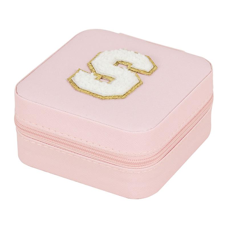 1PC Personalized Portable Jewelry Box for Women Girls Jewelry Case Small Jewelry Storage Pink Initial Letter