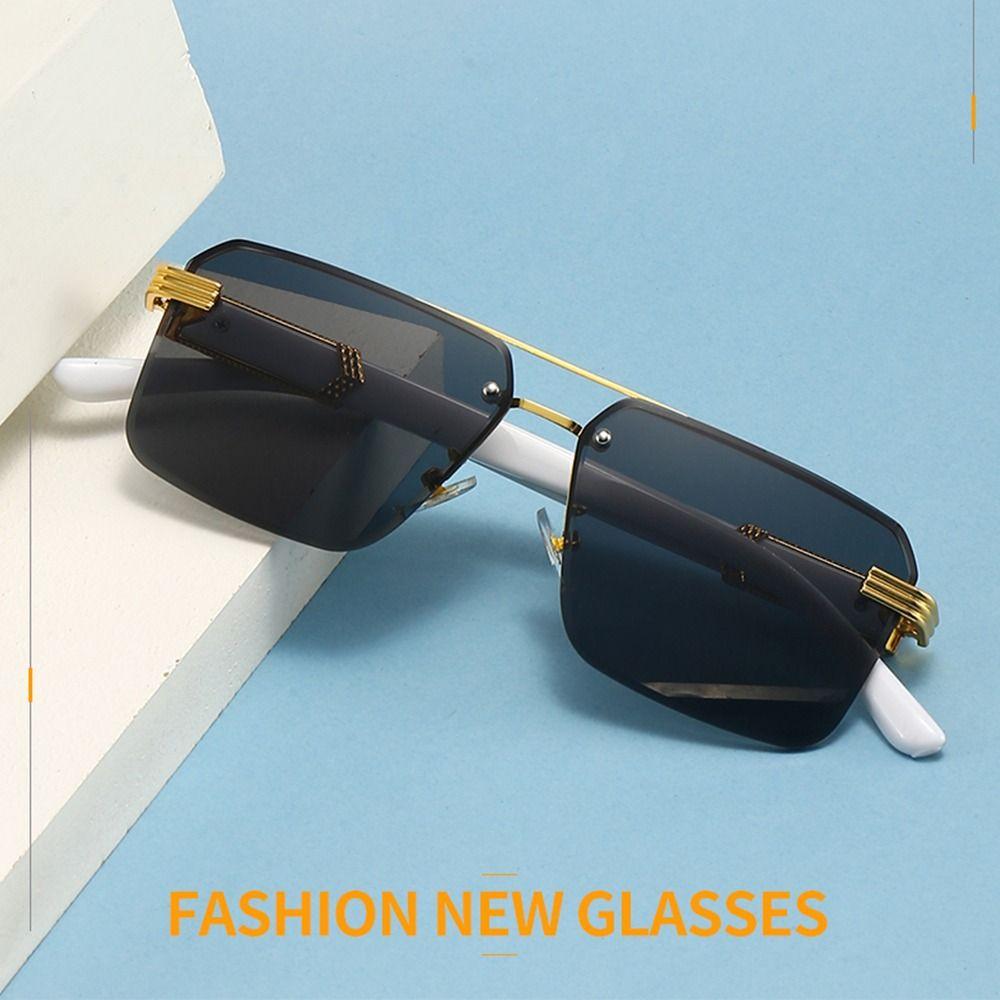 Square Frameless Sun Glasses UV400 Cutting Lenses Eyewear Retro Gradient Shades  for Women