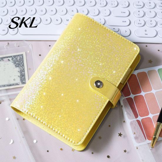 Macaron Color Notebook A6 Budget Planner Notebook, Glitter Cash Tracker Journal, Financial Refillable Accounting Organizer with Dividers for