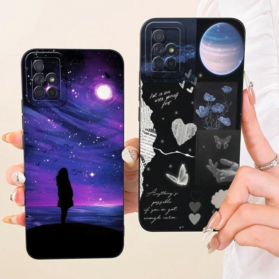 Case For Samsung A31 Galaxy A71 Phone Cover for Samsung A315F A715F A 71 Soft Silicone Bow Painted Flower Phone Funda