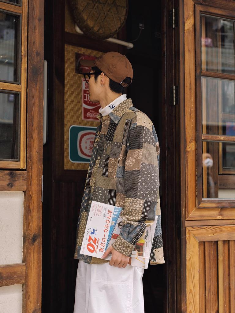 CHANGE WELL Japanese Pattern Fashion Autumn Clothes Silhouette Patchwork Print Print Long Sleeve Shirt Cotton Men's "2023 Autumn/Winter" All-Over 100%