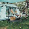 Outdoor Camping Hanging Rack Outdoor Portable Double Layer Camping Rack with Mesh Pocket