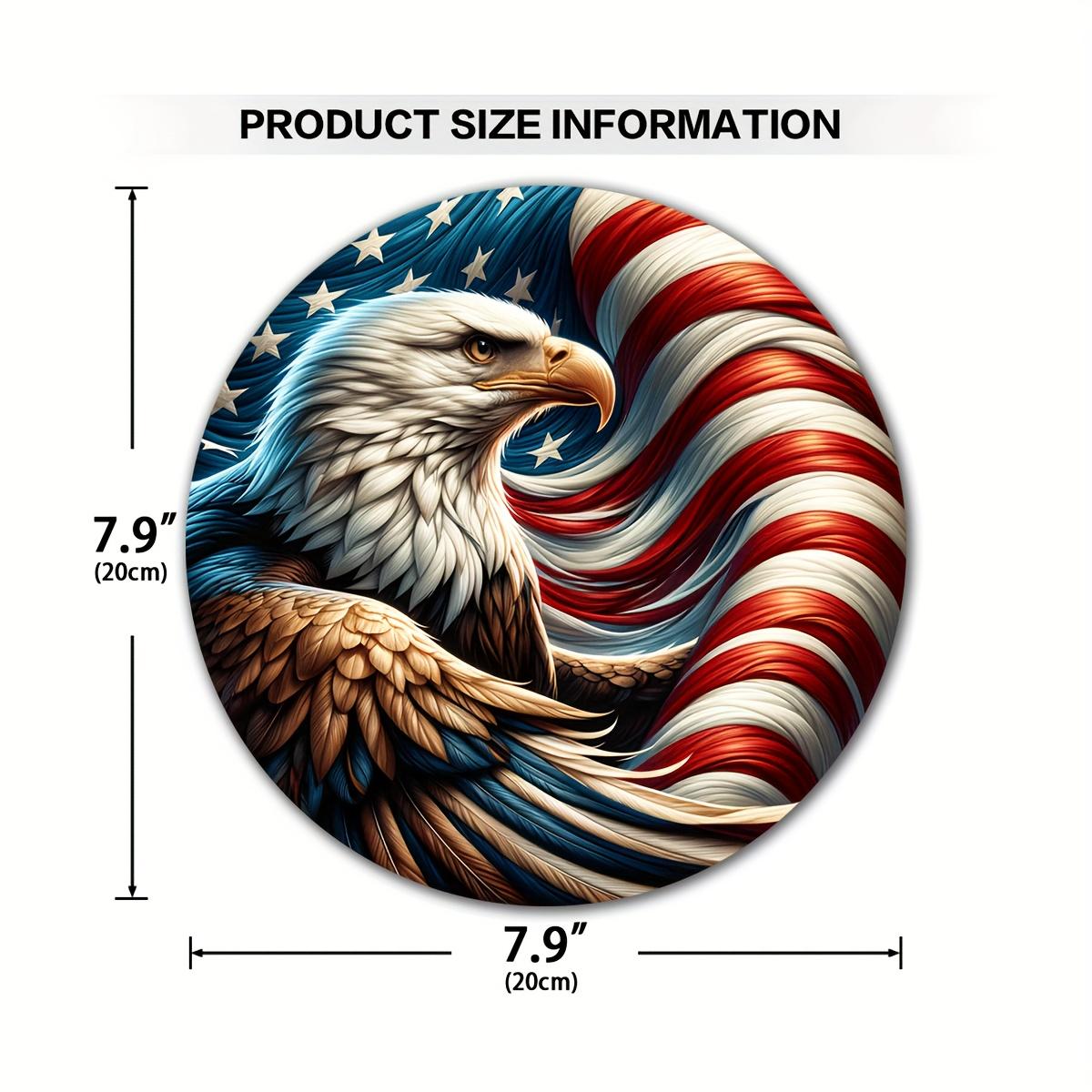 

1pc, Patriotic Bald Eagle With American Flag Wooden Hanging Decor, Indoor And Outdoor Decoration Sign Wreath Decor Round Wooden L