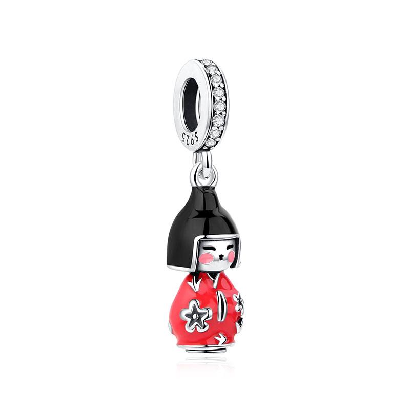 925 Silver Charms Beads Original Japanese Doll Fortune Cat Charm Fit Bracelets Bangles DIY Jewelry For Women