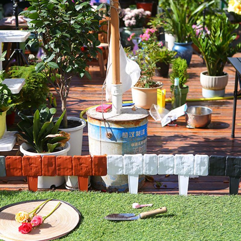 10 Adet Bahçe Çiti Taklit Taş Bitki Destek Kazığı Dış Mekan Kenarlığı Dekoratif Sınır DIY Çim Bahçe Peyzaj Bitki Çiti
