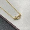 F High Version V Gold Full Diamond Small Necklace Women's Plated 18K Diamond Collarbone Chain Light Luxury