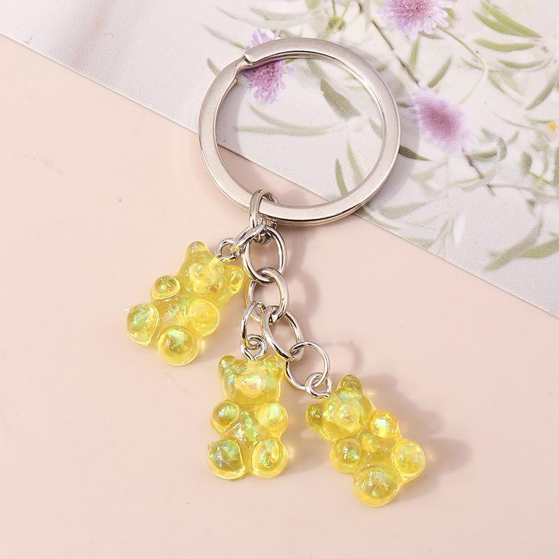 Colorful Resin 3D Bear Keychain Animal Key Rings Pendants for Women Girl Key Holder Handbag Pendants Charms DIY Jewelry Gifts