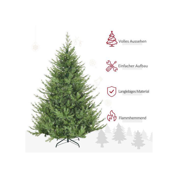 Sapin De Noël HOMCOM, 180 Cm, Artificiel, Branches Denses, 1942 Pointes, Vert, Pour Décorations Festives