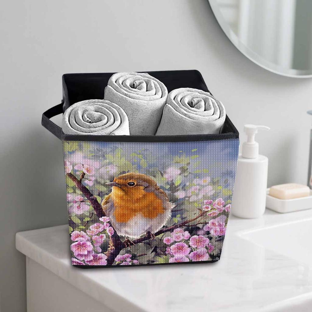 The Bird on The Branch 5D Diamond Painting Storage Basket Full Round Drill Mosaic Diamond Embroidery Cross Stitch Kits Home Decor Home Decor