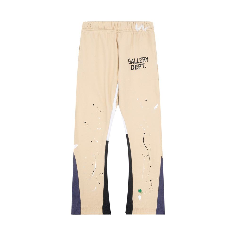 Gallery Dept Pantalon de survêtement décontracté style high street à cordon de serrage, splicing à éclaboussures d'encre peint à la main, légèrement tiré, pantalon de sport ample pour hommes et femmes