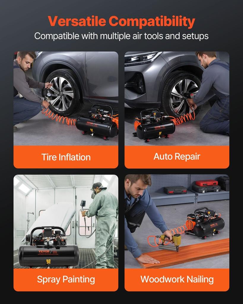 Air Compressor Compact Portable Oil Free Compressor 2 Gallon 8bar