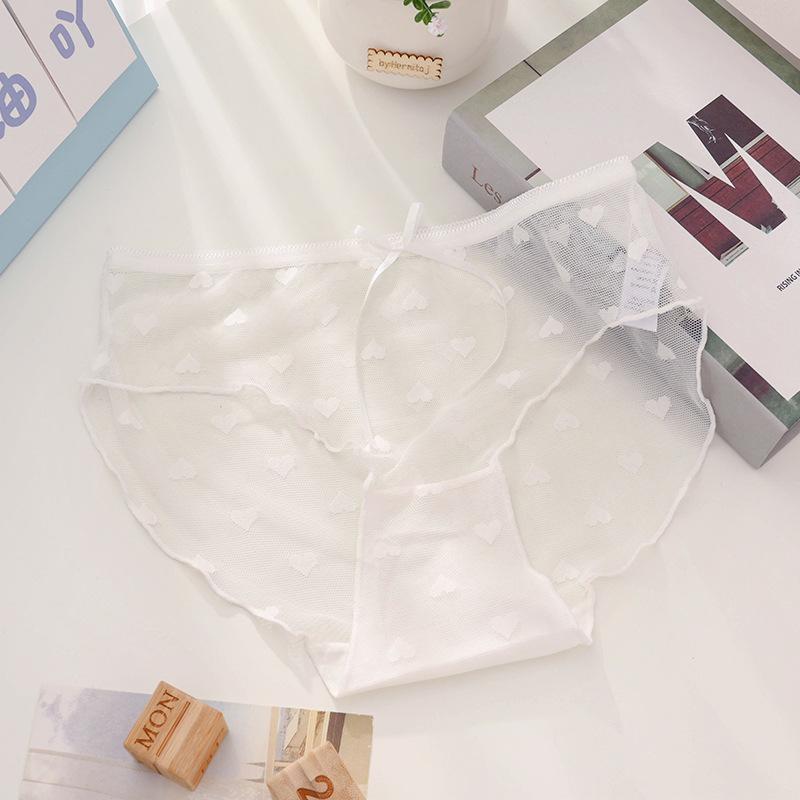 Women Summer Girls Kawaii Princess Briefs Cute Love Lace Transparent Cotton Inner Crotch Panties Sexy Thin Breathable Girl Underwear
