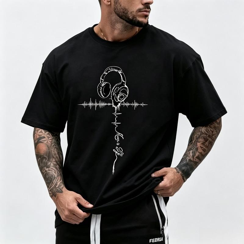 Unisexs Cotton Summer Earphones With Letter Print Breathable And Comfortable Round Neck Tshirt Outdoor Sports And Leisure Top