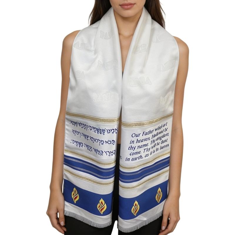 Sciarpa Giudaica Tradizionale Lunga 160cm Tessuto Leggero in Poliestere Sciarpa Tallit Per la Preghiera e l'Uso Quotidiano