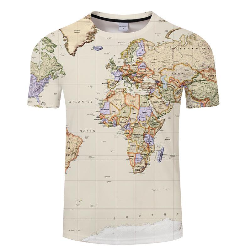 

Мужская летняя новая футболка с коротким рукавом Summer Map Series 3D XL