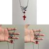 Gothic Punk Street Style Alloy Necklace With Geometric Cross Pendant For Party Wear