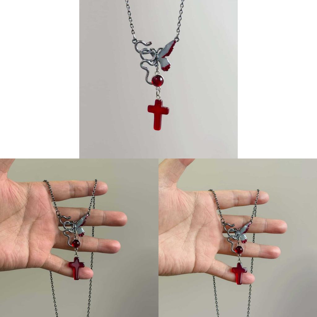 Gothic Punk Street Style Alloy Necklace With Geometric Cross Pendant For Party Wear
