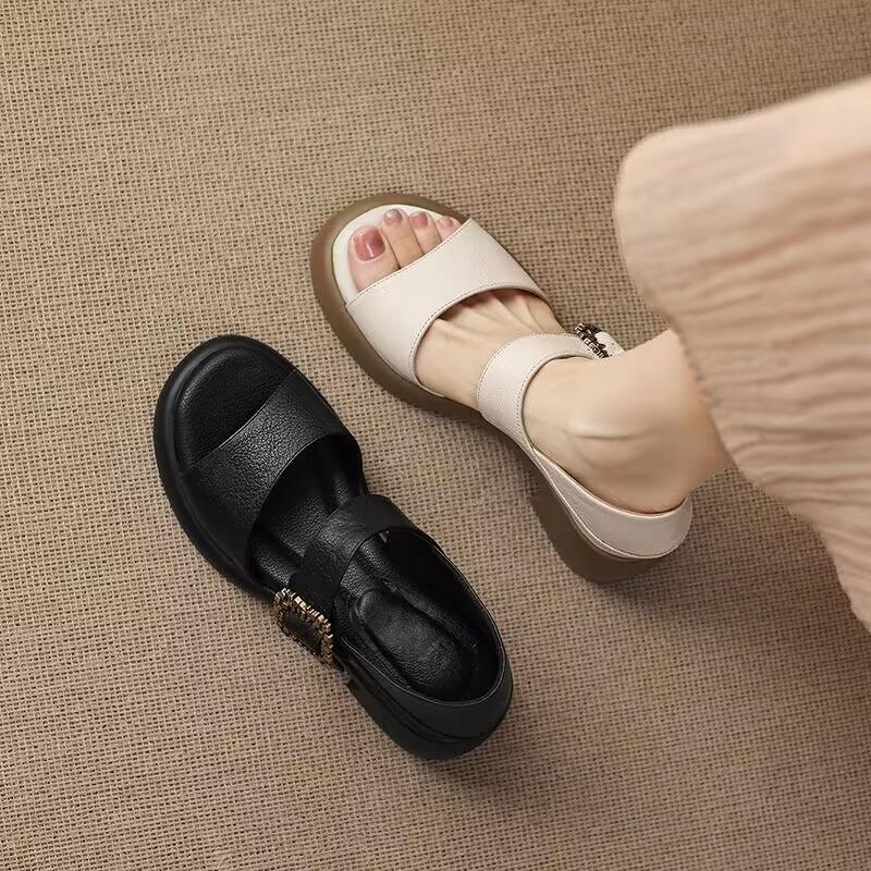 Roman Style Sandals Women's 2026 New Summer Outdoors Wear Casual Heightened Block Heel Shoes