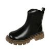 Girls Ankle Boots Side Zipper Children Fashion Leather Boots Non-slip Kids Black Short Boots Anti-Slippery 2024 Winter New
