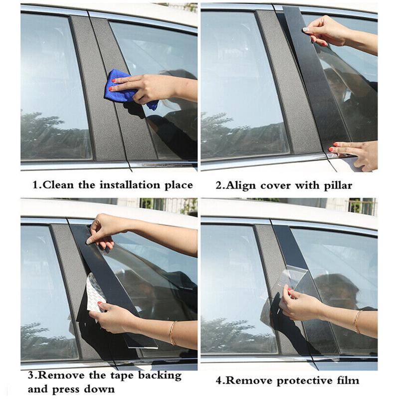 1 Set Glossy Black Car Exterior Window Molding Door Trim B C Pillar Post Decal Cover Panel Fit for Acura TSX 2009-2012 2013 2014