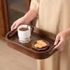 Polished Walnut Tea Tray Hollowed-out Handle Breakfast Serving Tray Tea Serving Plate  Desserts