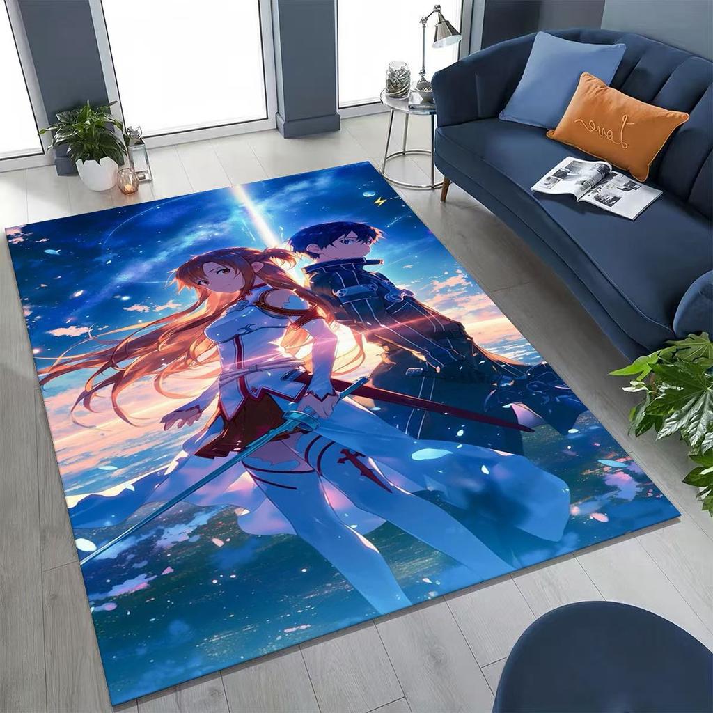 Anime SAO Sword Art Online Cartoon 3D Rug for Bedroom Living Room Sofa Home Doormat Decor, Large Kids Play Non-slip Floor Mat