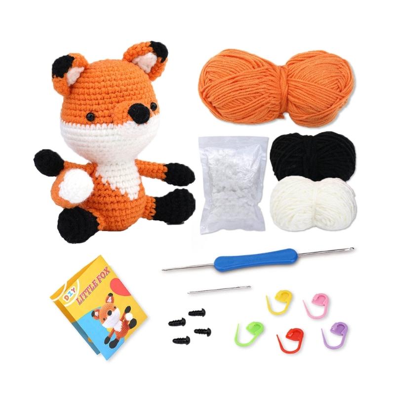 Crochet Animal Kits, DIY Crochet Kits For Beginners, Cute Animal Kits Starter Pack with Yarn Balls, Crochet Accessories