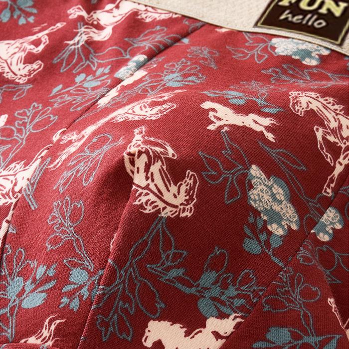 2026 Men's Year of the Horse Breathable Cotton Boxer Briefs - Skin-friendly, Loose Fit, Printed Design