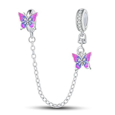 925 Silver Cute Butterfly Hollow-out Love Heart Charms Beads for DIY Jewelry Making Bracelet Bangle