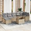 VidaXL 8-Piece Garden Set with Cushions Beige Poly Rattan 3348326