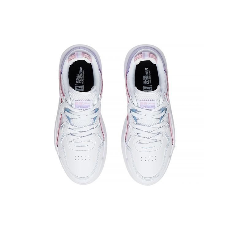 New LiNing Wave Lite Skateboard Shoes Women's White Pink Purple AGCS098-2