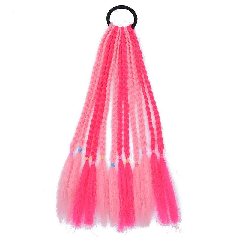 Children's Wig Dreadlocks Hair Accessories Bow Tie Style Colorful Braided Hair Ties Girls' Short Stage Cute Ombre Ponytail