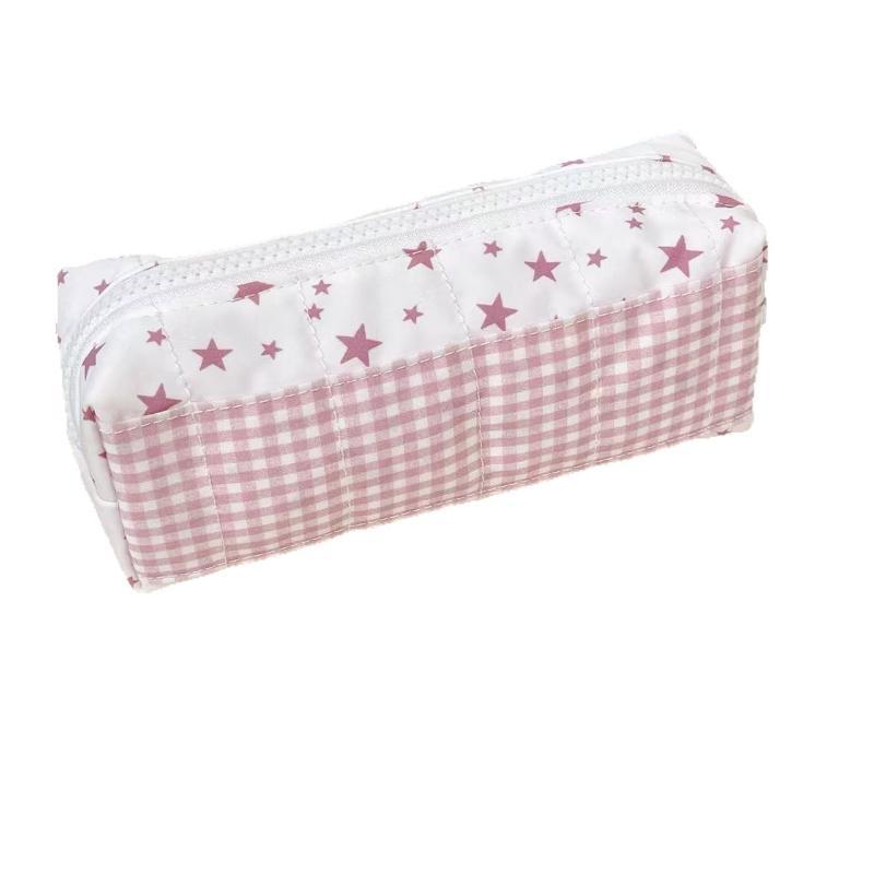 Multi-Functional Striped Polka Dot Pen Bag Handheld Large Capacity Pencil Case Stationery Pouch Back To School