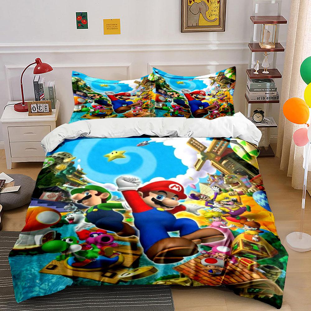 Characters from Mario franchise. Bedding sets Duvet cover sets Duvet covers Pillowcases(1 * Duvet Cover 2 * Pillowcases without duvet insert) 135x200cm