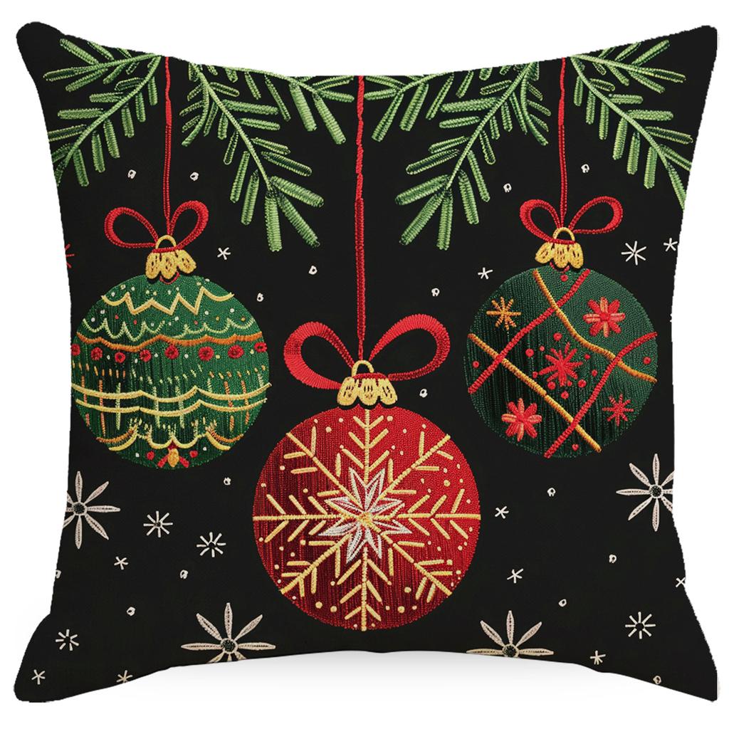 New Christmas Pillowcase Linen Imitation Embroidered Print Home Sofa Cushion Pillow