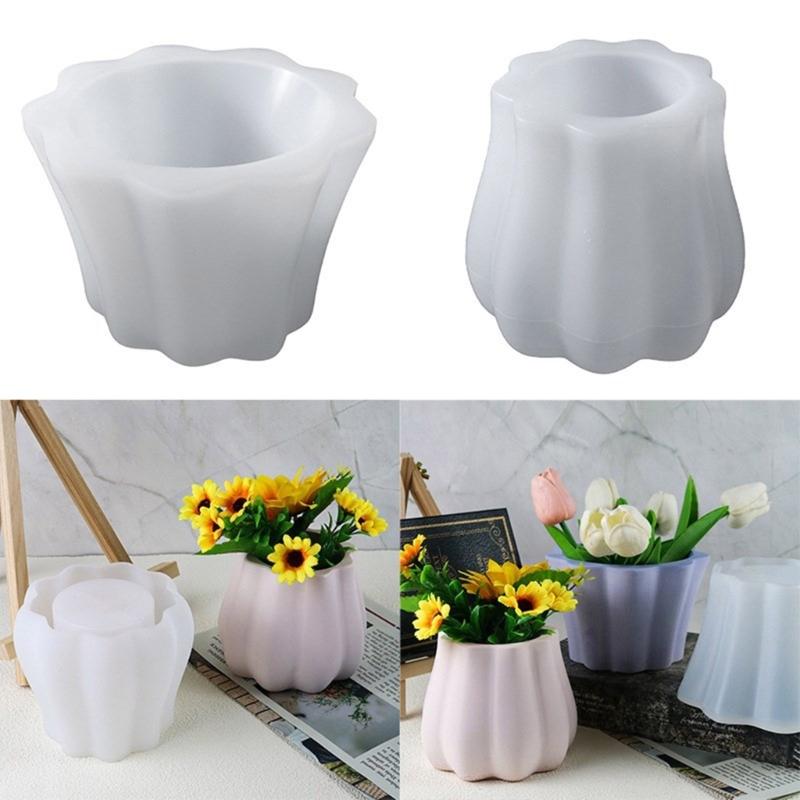 DIY Flower Pots Silicone Mold Lace Waved Vase Ornaments Mold Home Decorations Succulent Resin Mold DIY Handmade Crafts