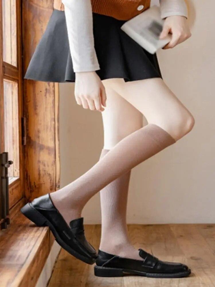 Bavlna byla tenká plastová JK Girl OverTthe Knee College Stylové punčochy