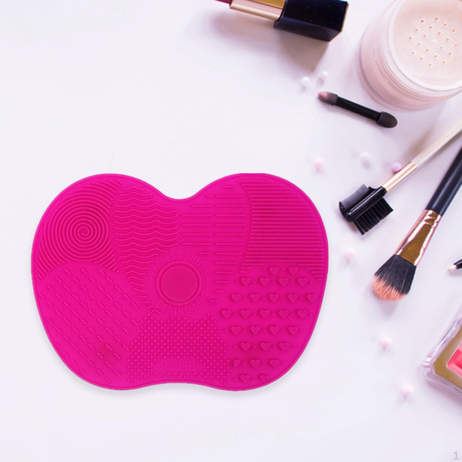 

Compact Brush Scrubber Mat for Makeup Tools with Suction Feature Rose Red