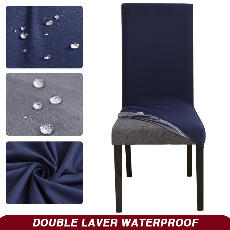

Водонепроникні чохли на стільці Еластичні чохли на сидіння стільців для їдальні, кухні, офісу, весілля, готелю, банкету, ресторану Темно-синій